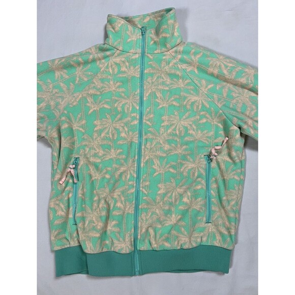 Chubbies Fleece Jacket Mens Medium Palm Tree Fluorescent Green Neon Full Zip - Picture 5 of 14